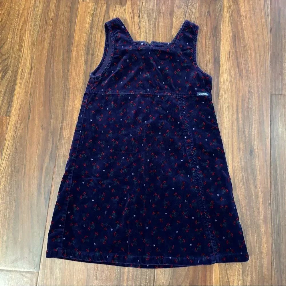 Osh Kosh B’Gosh Vintage Velour purple floral sleeveless dress